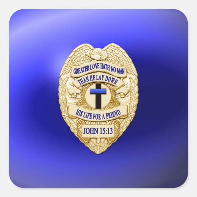 Thin Blue Line One-of-a-Kind Square Sticker (Front)