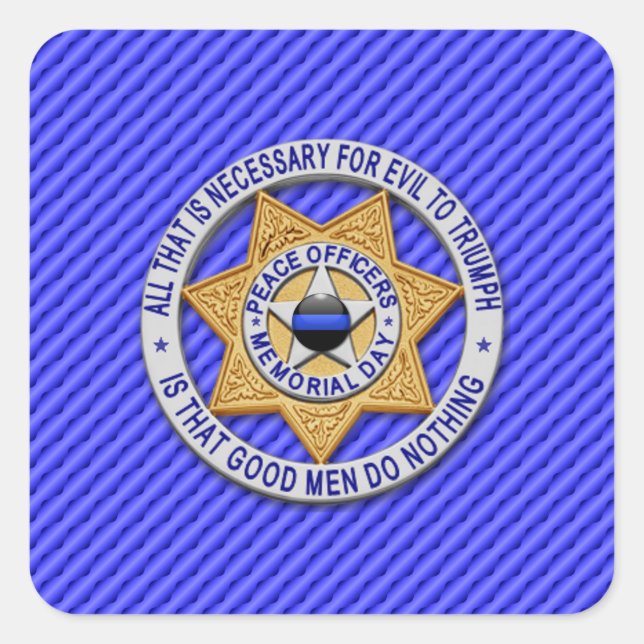 Thin Blue Line One-of-a-Kind Square Sticker (Front)