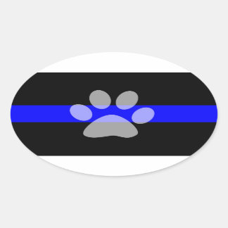 Thin Blue Line Oval Sticker (Set of 4) - K9