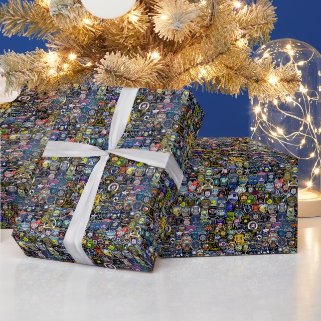 Thin Blue Line Patch Collection Wrapping Paper (Holidays)