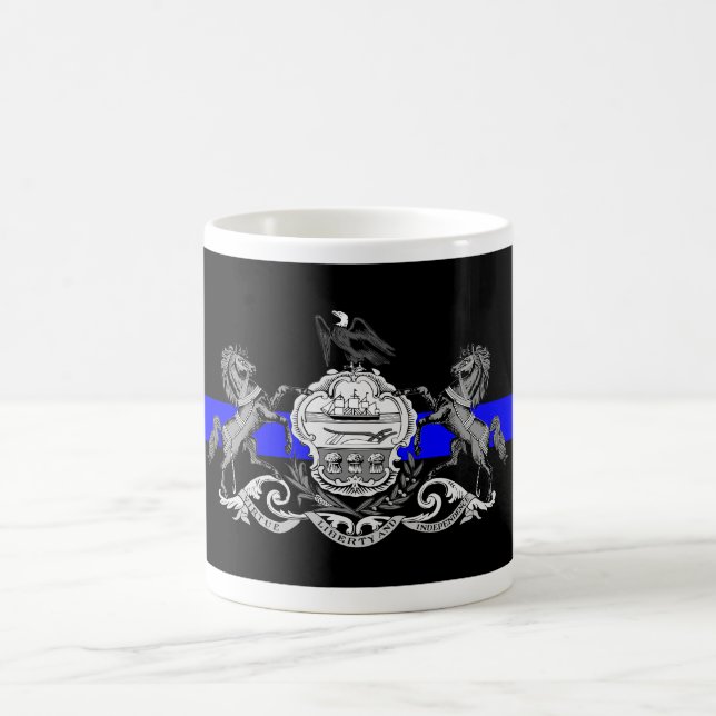 THIN BLUE LINE PENNSYLVANIA STATE FLAG COFFEE MUG (Center)