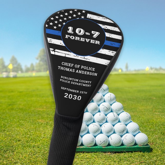 Thin Blue Line Personalised 10-7 Police Retirement Golf Head Cover (Creator Uploaded)