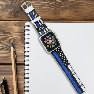 Thin Blue Line Personalised Badge Number Police Apple Watch Band