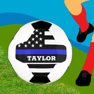 Thin Blue Line & personalised Football USA flag Soccer Ball