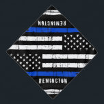 Thin Blue Line Personalised Police Dog Bandanna<br><div class="desc">Thin Blue Line Bandanna - American flag in Police Flag colours, distressed design . Personalise with police dog name. This personalised police dog bandanna is perfect for police and law enforcement families and all those who support them . COPYRIGHT © 2020 Judy Burrows, Black Dog Art - All Rights Reserved....</div>