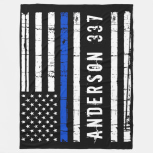 Thin Blue Line Personalised Police Flag Fleece Blanket