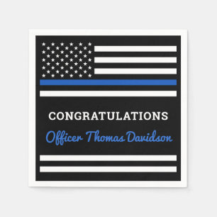 Thin Blue Line Personalised Police Graduation Napkin