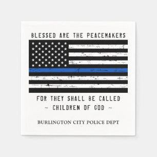 Thin Blue Line Personalised Police Law Enforcement Napkin