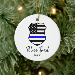 Thin Blue Line Personalised Police Officer Dad Ceramic Ornament