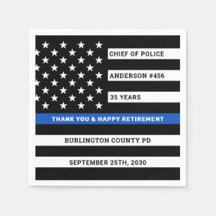 Thin Blue Line Personalised Police Retirement Napkin