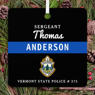 Thin Blue Line Personalized Logo Police Officer Metal Tree Decoration