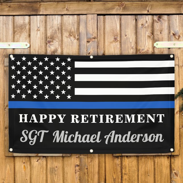 Thin Blue Line Personalized Police Retirement Banner (Creator Uploaded)
