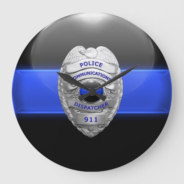 Thin Blue Line Police 911 Large Clock (Front)