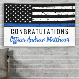 Thin Blue Line Police Academy Graduation Party Ban Banner