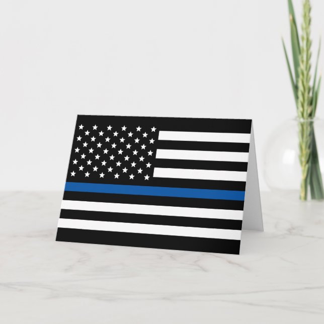Thin Blue line Police American Flag Card (Front)