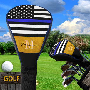 Thin Blue Line, Police, American Flag /Monogrammed Golf Head Cover
