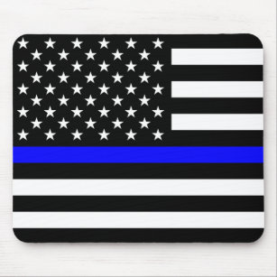 Thin Blue Line Police American Flag Mouse Pad