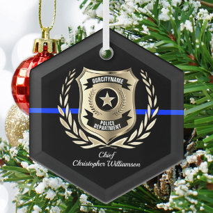 Thin Blue Line Police Badge Personalised Ornament
