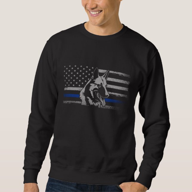 Thin Blue Line Police Belgian Malinois Dog Sweatshirt (Front)