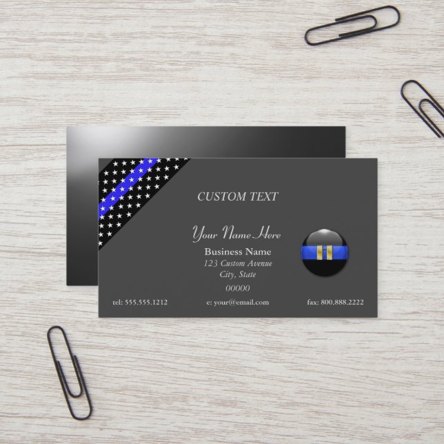 Thin Blue Line Police Captain Business Card (Front/Back In Situ)
