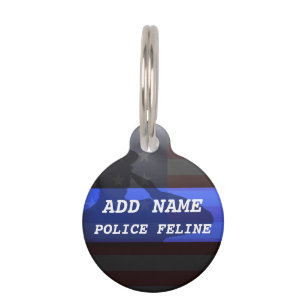 Thin Blue Line Police Cat Tag