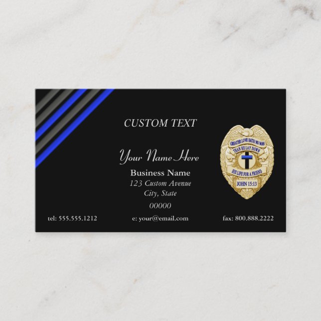 Thin Blue Line Police Chaplain Badge Business Card (Front)
