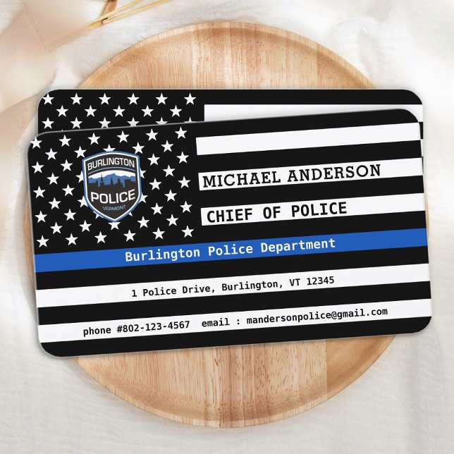 Thin Blue Line Police Custom Logo Law Enforcement Business Card (Creator Uploaded)