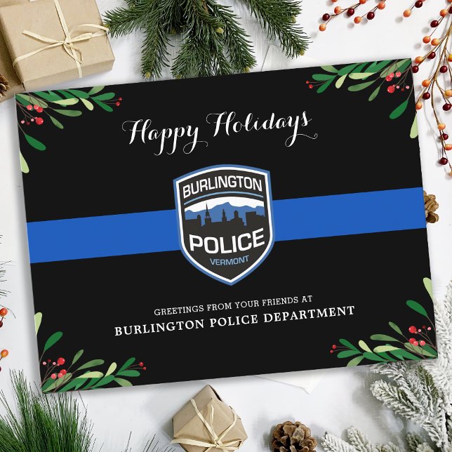 Thin Blue Line Police Department Christmas Holiday Postcard (Creator Uploaded)
