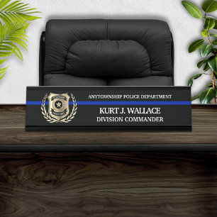 Thin Blue Line Police Desk Name Plate