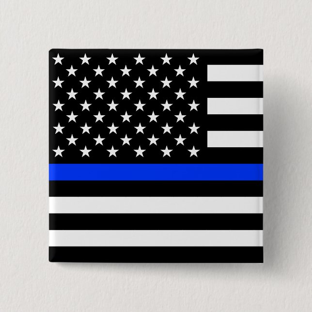Thin Blue Line Police Flag 15 Cm Square Badge (Front)