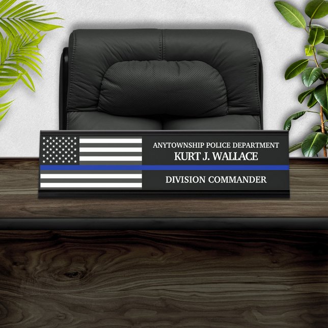 Thin Blue Line Police Flag Desk Name Plate (Creator Uploaded)