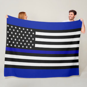 Thin Blue Line Police Flag Fleece Blanket