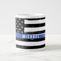 Thin Blue Line Police Flag Grunge Personalised