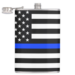 Thin Blue Line Police Flag Hip Flask