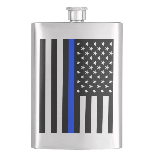 Thin Blue Line Police Flag Hip Flask (Front)
