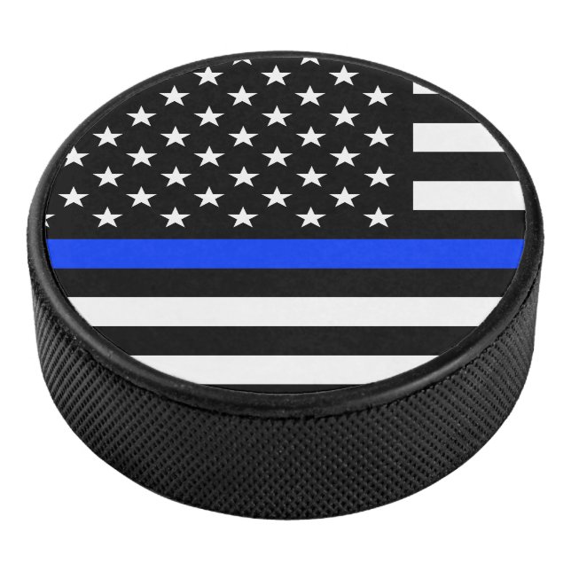 Thin Blue Line Police Flag Hockey Puck (3/4)