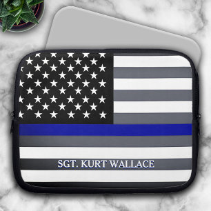 Thin Blue Line Police Flag Laptop Sleeve