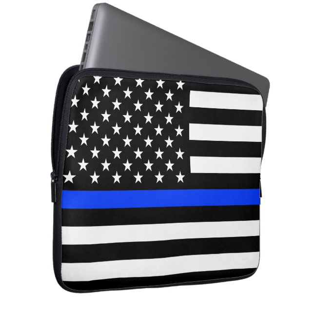Thin Blue Line Police Flag Laptop Sleeve (Front Right)