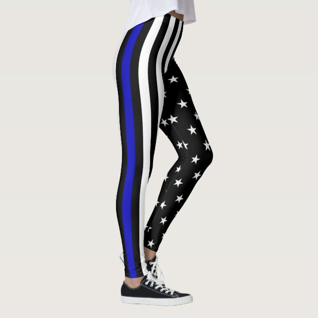 Thin Blue Line Police Flag Leggings (Right)