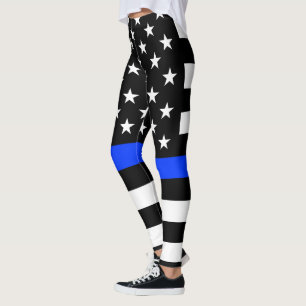 Thin Blue Line Police Flag Leggings