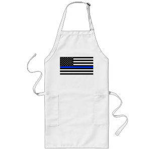 Thin Blue Line Police Flag Long Apron
