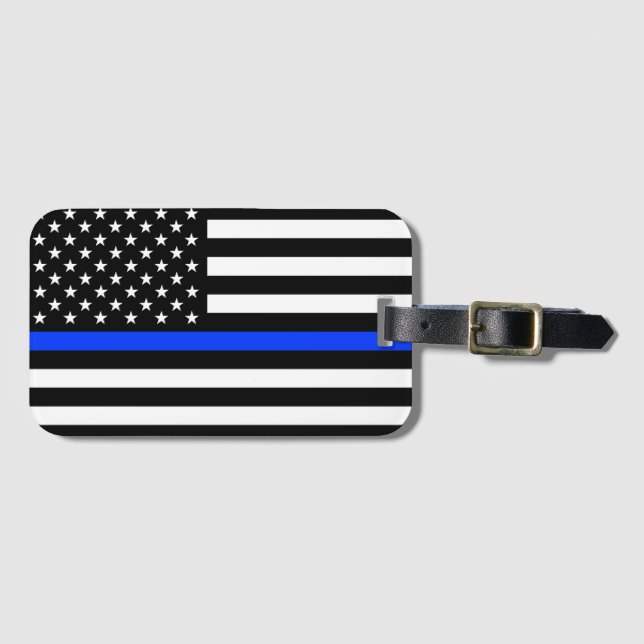 Thin Blue Line Police Flag Luggage Tag (Front Horizontal)