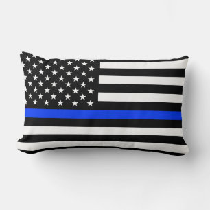 Thin Blue Line Police Flag Lumbar Cushion