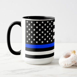 Thin Blue Line Police Flag Mug