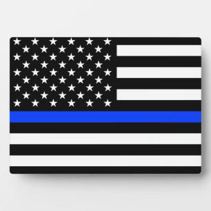 Thin Blue Line Police Flag Plaque