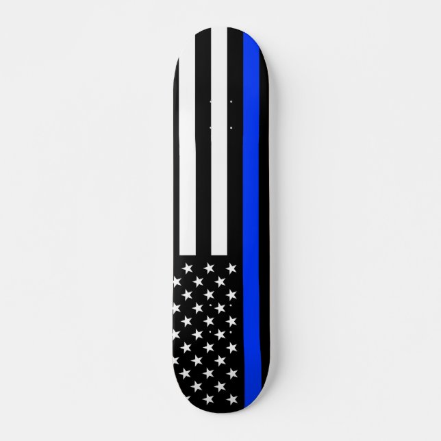 Thin Blue Line Police Flag Skateboard (Front)