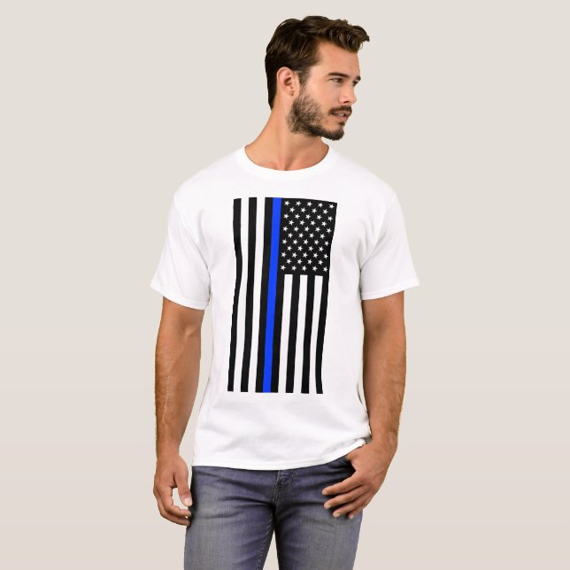 Thin Blue Line Police Flag T-Shirt (Front Full)