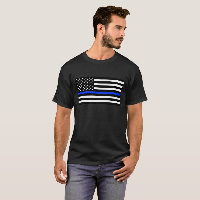 Thin Blue Line Police Flag T-Shirt (Front Full)