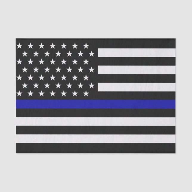 Thin Blue Line Police Flag Tissue Paper (Front)