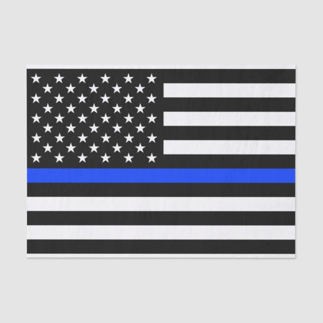 Thin Blue Line Police Flag Tissue Paper (Front)